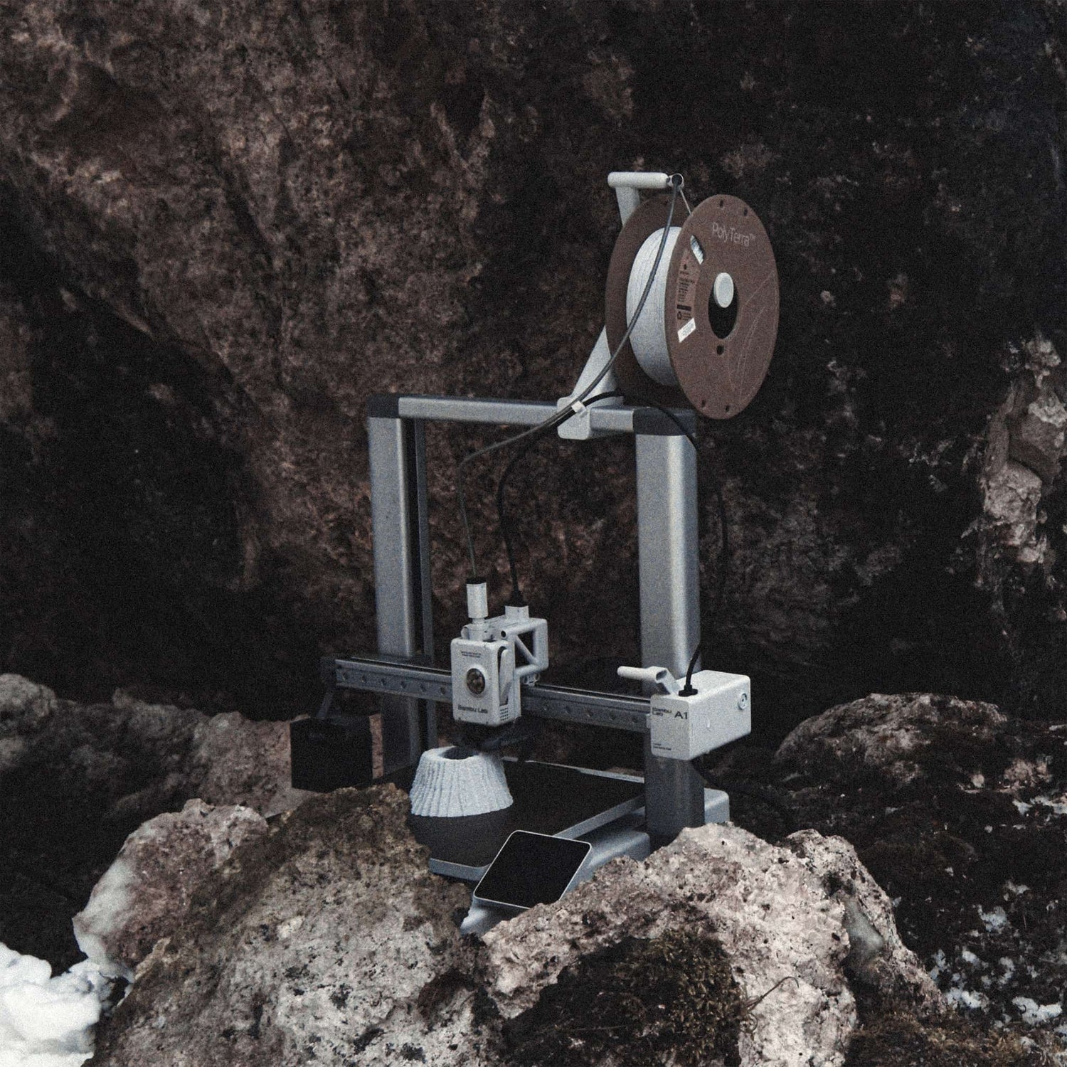 3D print on a rocky mountain scenario