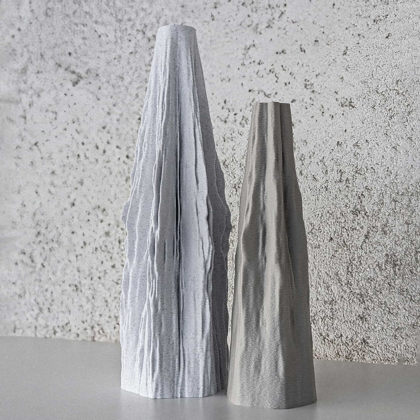 top view of mountain 3d printed vases showing twin summits