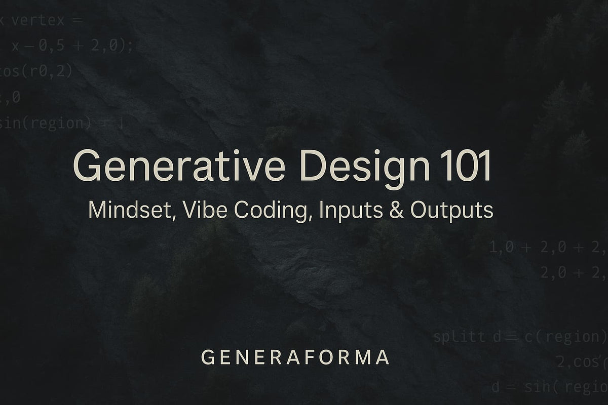 Generative Design 101: Mindset, Vibe Coding, Inputs &amp; Outputs - GENERAFORMA