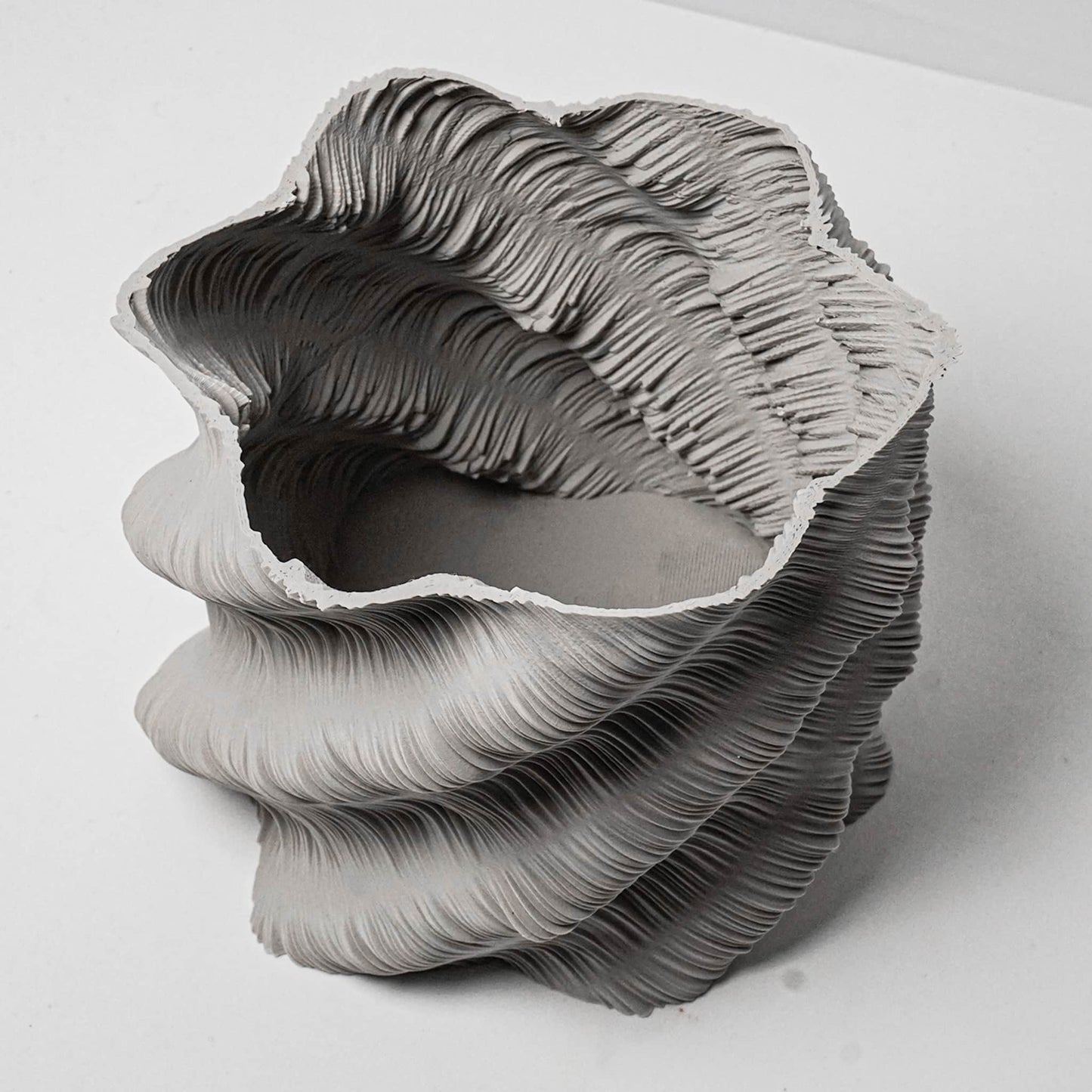 Textured top view calisia vase on a white background