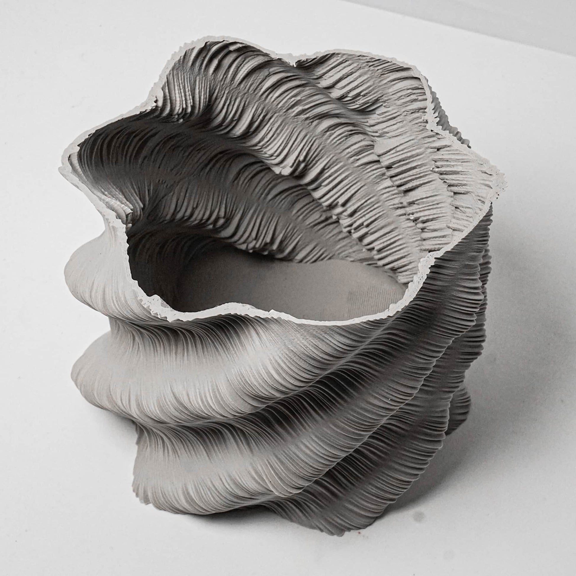 Textured top view calisia vase on a white background
